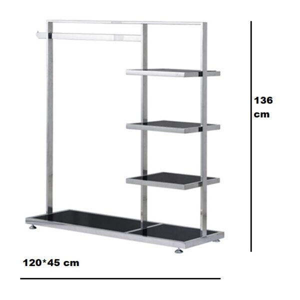 Clothes Display Rack Stainless Steel Display Rack With Black Glass