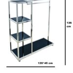 Clothing Store Boutique Furniture Stainless Steel Garment Rack - Side Shelf Clothing Rail
