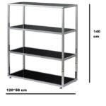 Four Tiers Display Stand with Black Glass