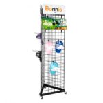 Black Triangle Wire Grid wall Panel Display Rack with Casters - Image 8