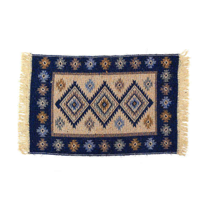 Geometric, Hand-Woven Cotton Wool Kilim Rug