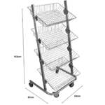 4 Adjustable Tiers Basket Storage Wire Shelving