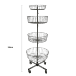 5 Round Tier Metal Wire Basket Display Stand