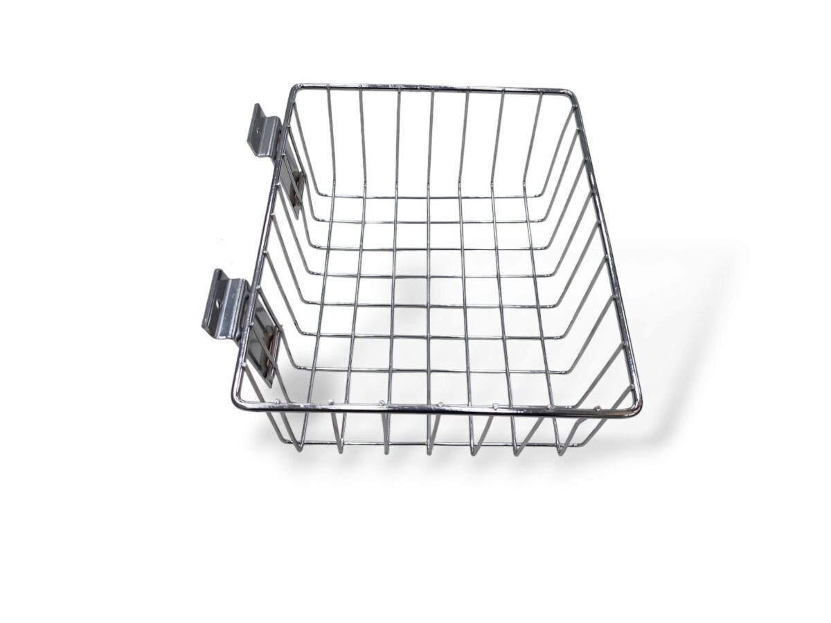 Chrome Wire Basket for Slatwall - H10 x W20 x D25cm - Image 2