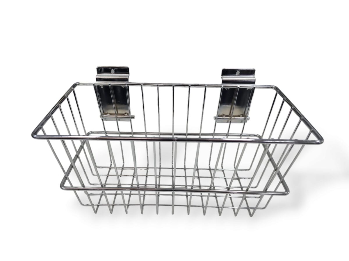 Chrome Wire Basket for Slatwall - H15 x W30 x D15cm - Image 3