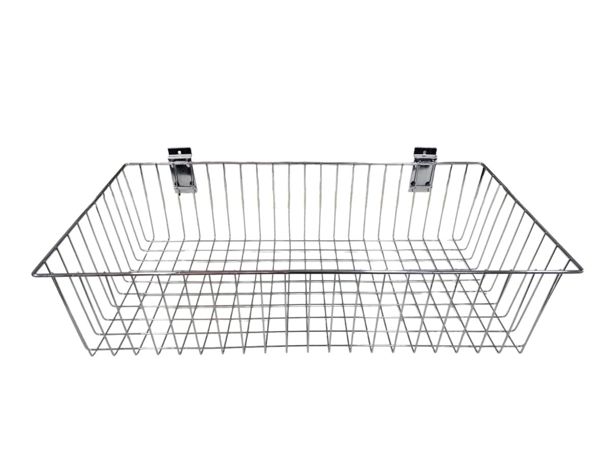 Chrome Wire Basket for Slatwall - H15 x W60 x D30cm - Image 2