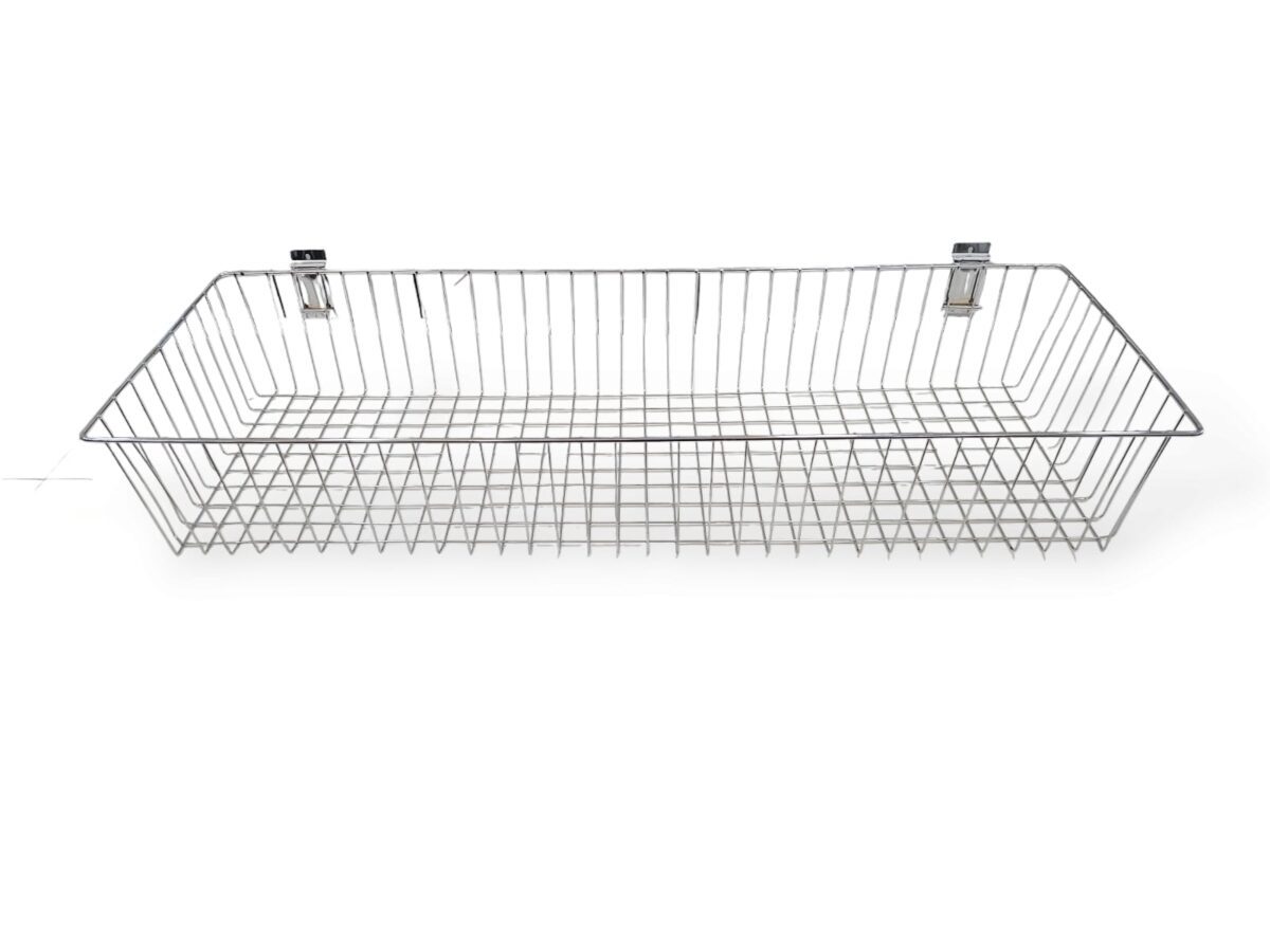 Chrome Wire Basket for Slatwall - H15 x W90 x D30cm - Image 3