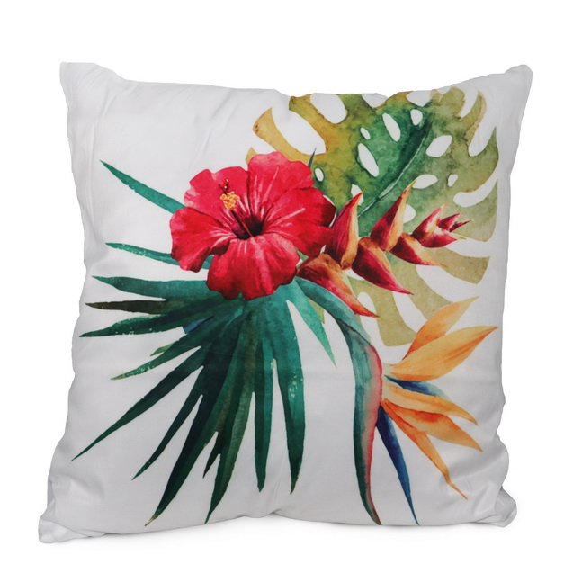 Jungle Cushion With Red Flower