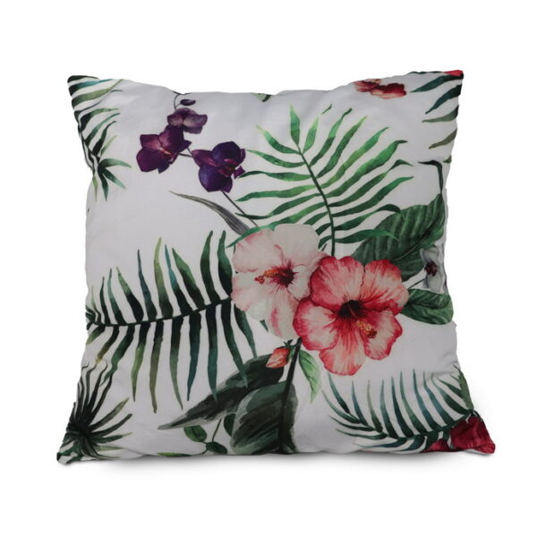 Jungle Cushion with Purple Flower