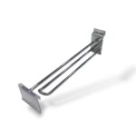 Double Prong Slatwall Hook With Overarm Price Tag - Chrome