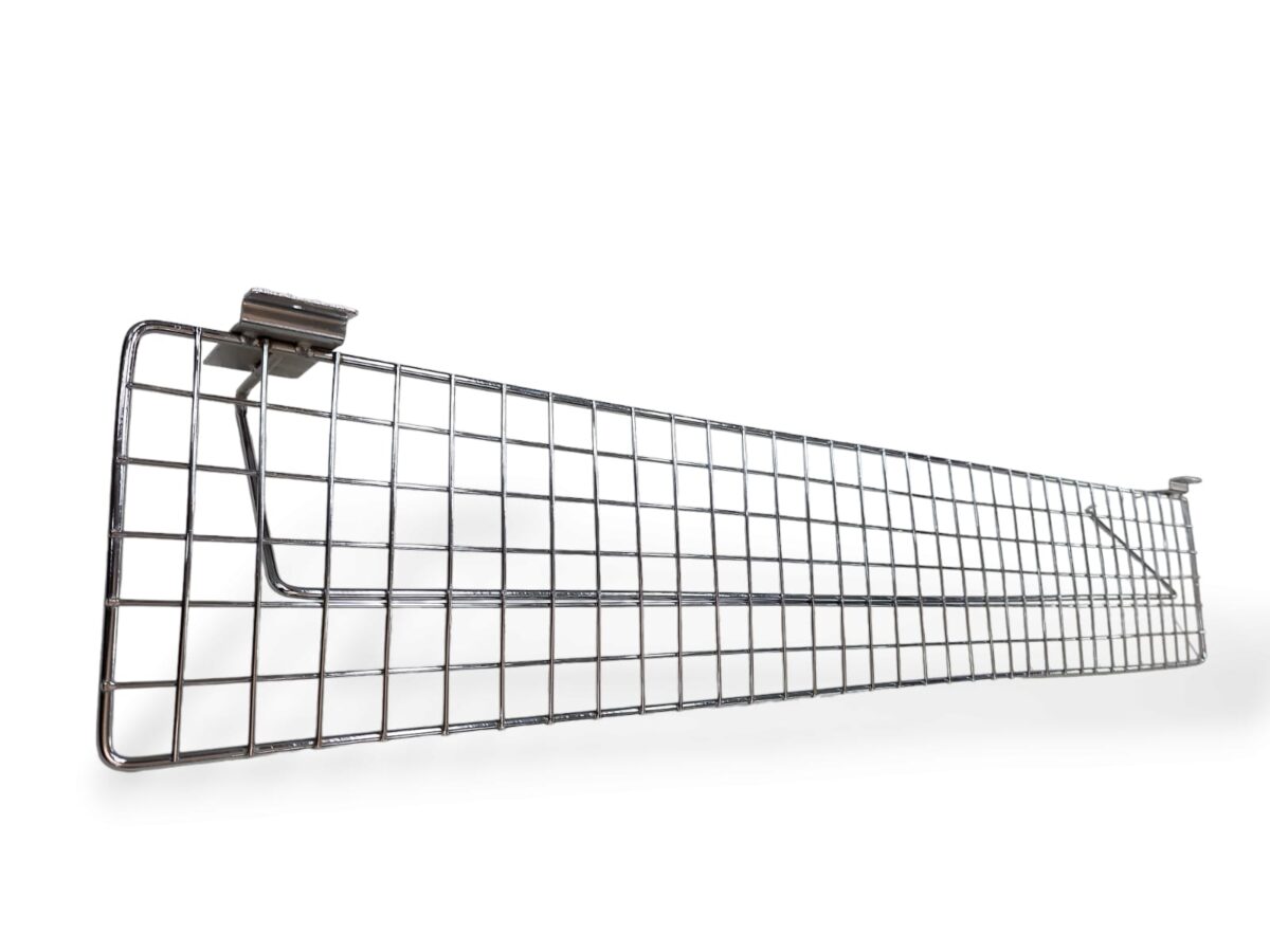 Chrome Flat Wire Shelf for Slatwall - W90 x D15cm - Image 2
