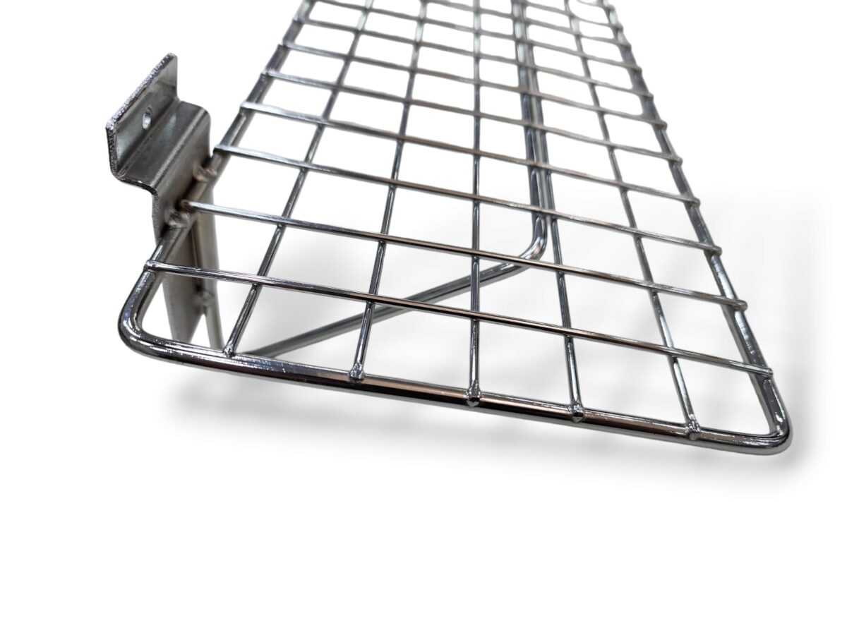 Chrome Flat Wire Shelf for Slatwall - W90 x D15cm - Image 4