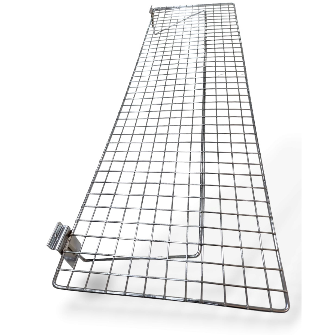 hw2 843-1 30x100 Chrome Flat Wire Shelf for Slatwall - W100 x D30cm - Image 1