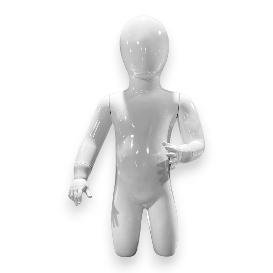 Faceless Kid Toddler Shiny White Kneeling Age 2 years Mannequin