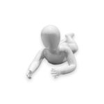 Faceless Kid Toddler Shiny White Laying on Stomach Age 2 years Mannequin