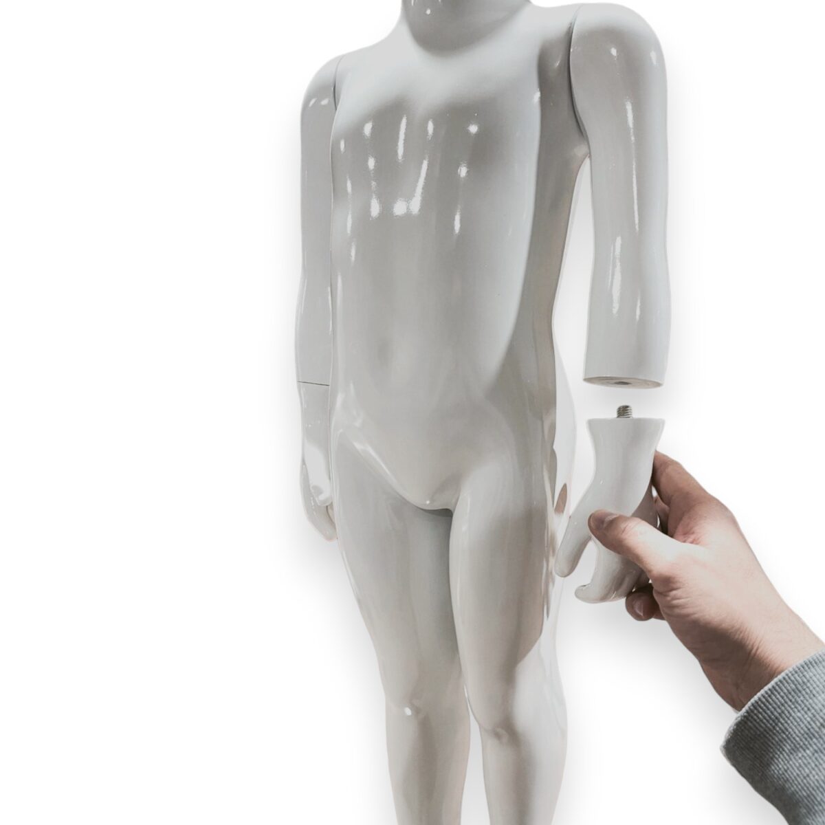Headless Kid Shiny White Standing Facing Forward Ages 5-7 years Mannequin