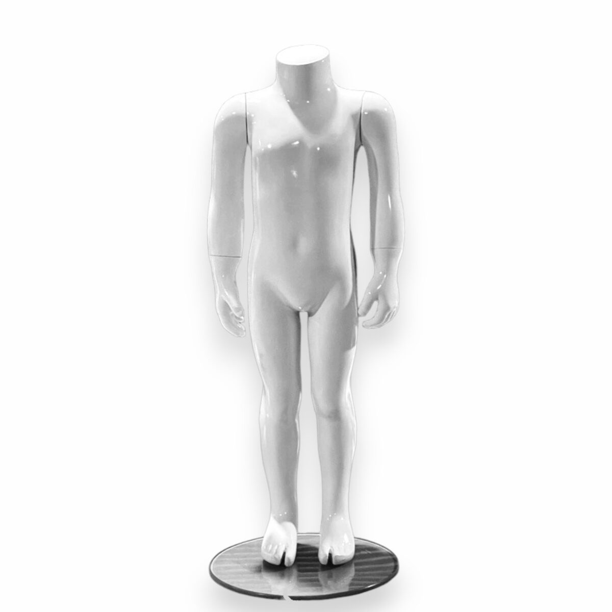 Headless Kid Shiny White Standing Facing Forward Ages 5-7 years Mannequin