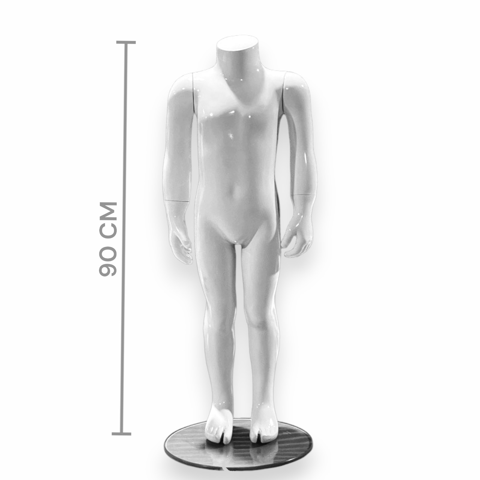 Headless Kid Shiny White Standing Facing Forward Ages 5-7 years Mannequin