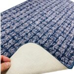 Microfiber bathroom rug with non-slip rubber heel 75 cm Grey & Blue - Image 3