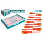 10 Pcs طقم مفكات معزول علبة تكديس