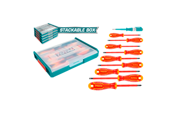 10 Pcs طقم مفكات معزول علبة تكديس